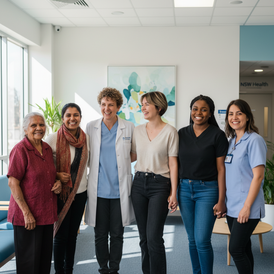 Women of different ages and backgrounds promoting women’s health and wellbeing in NSW