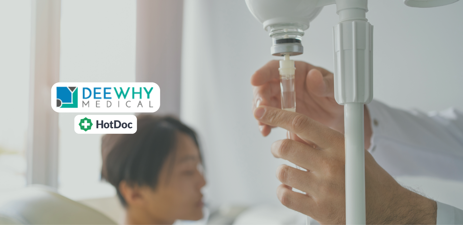 Iron infusion Dee Why – healthcare professional preparing an IV iron infusion treatment for a patient at a medical clinic in Dee Why.